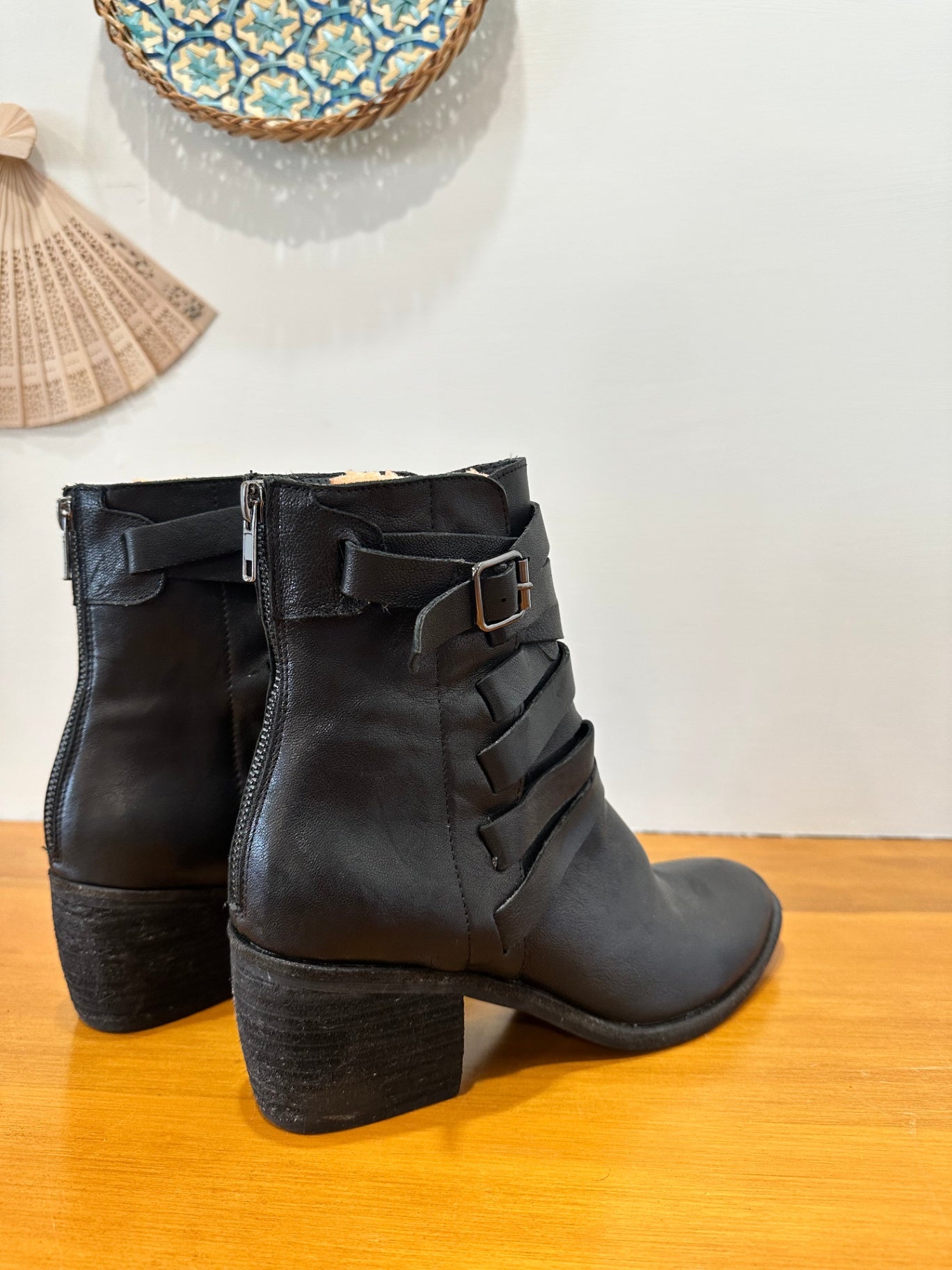 Midas - Black Leather Boots - Size EU 38