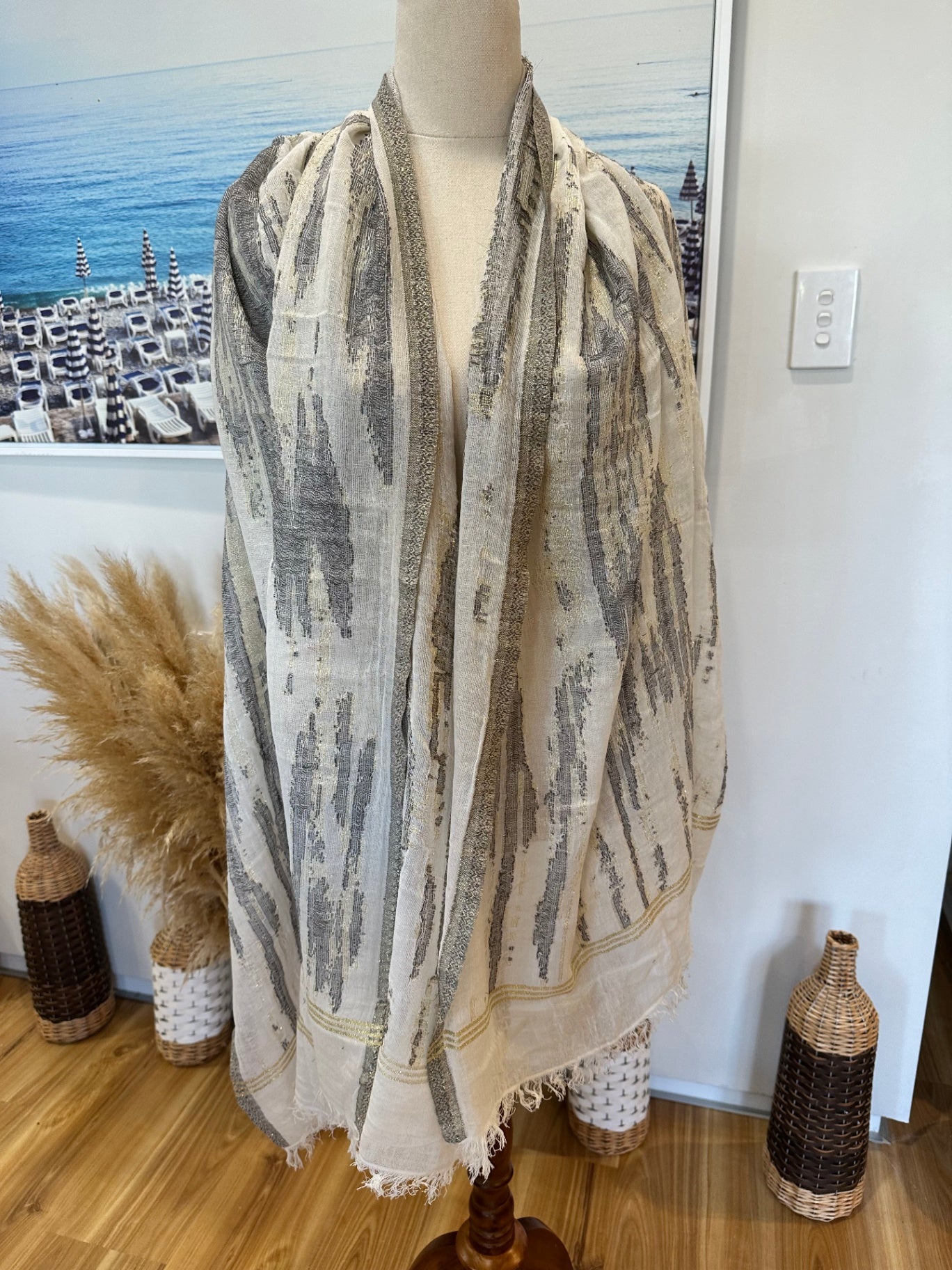 Gerard Daniel - Paris - Scarf - Beige with grey and gold accents