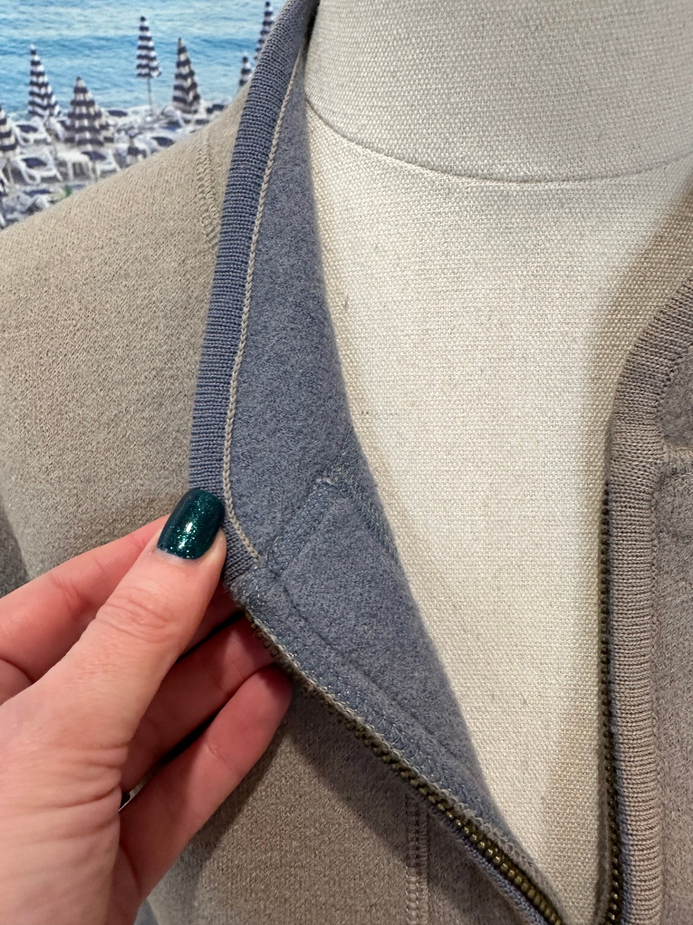 Fields Woman - 100% Wool Jacket - Small / Medium - Grey + Blue