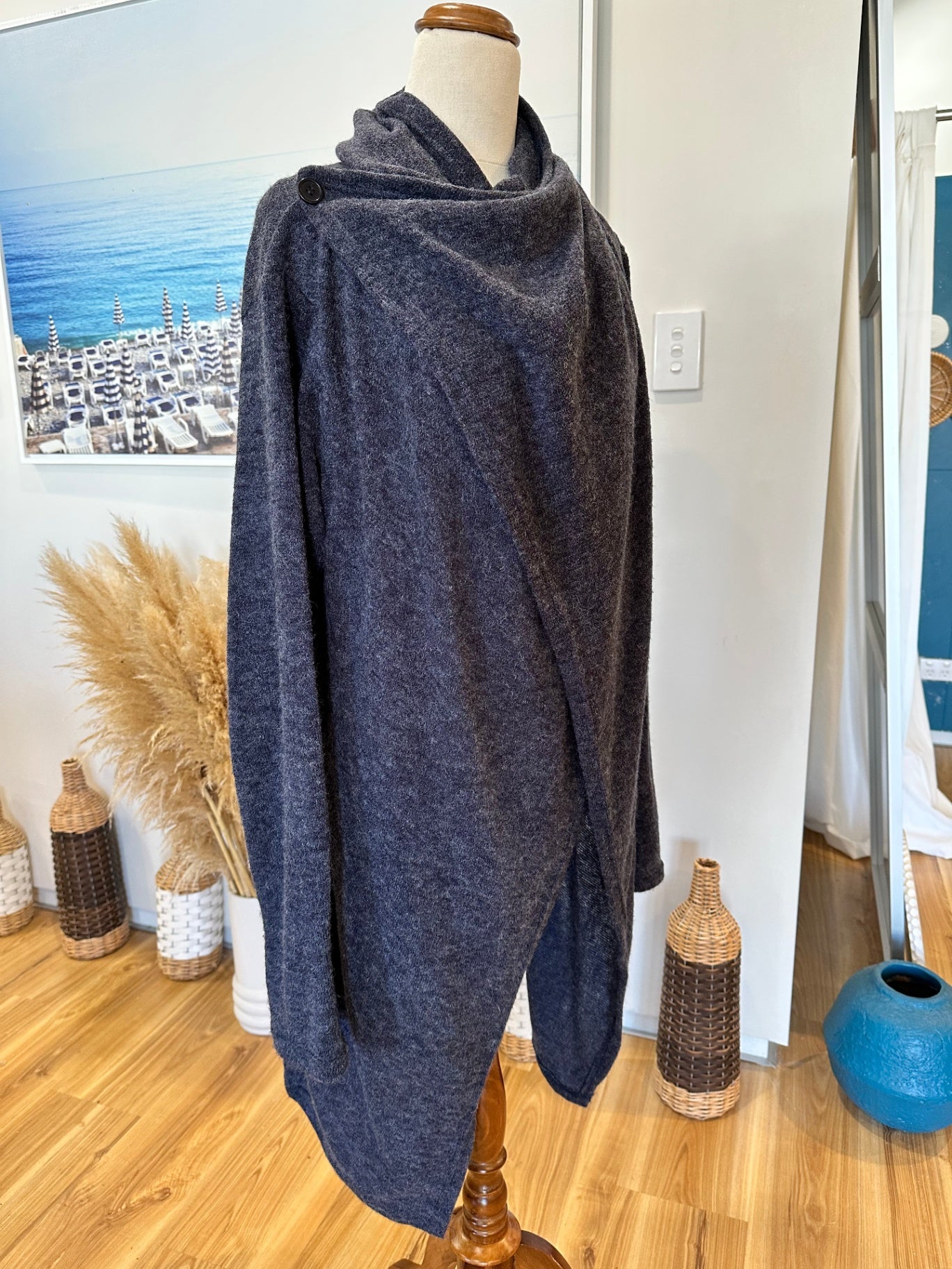 Ula South Island - Cardigan / Jumper - Size Large - Grey / Blue