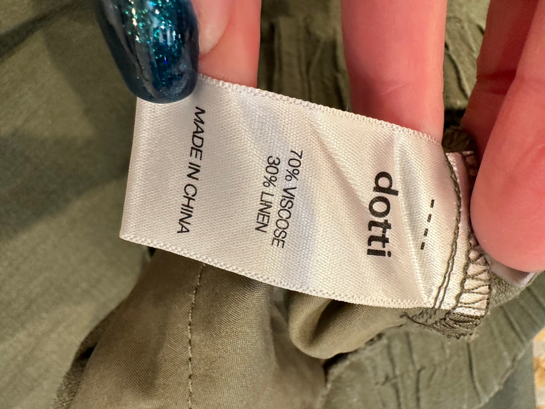 Dotti - Pants - Size 8 - Olive Green - 30% Linen