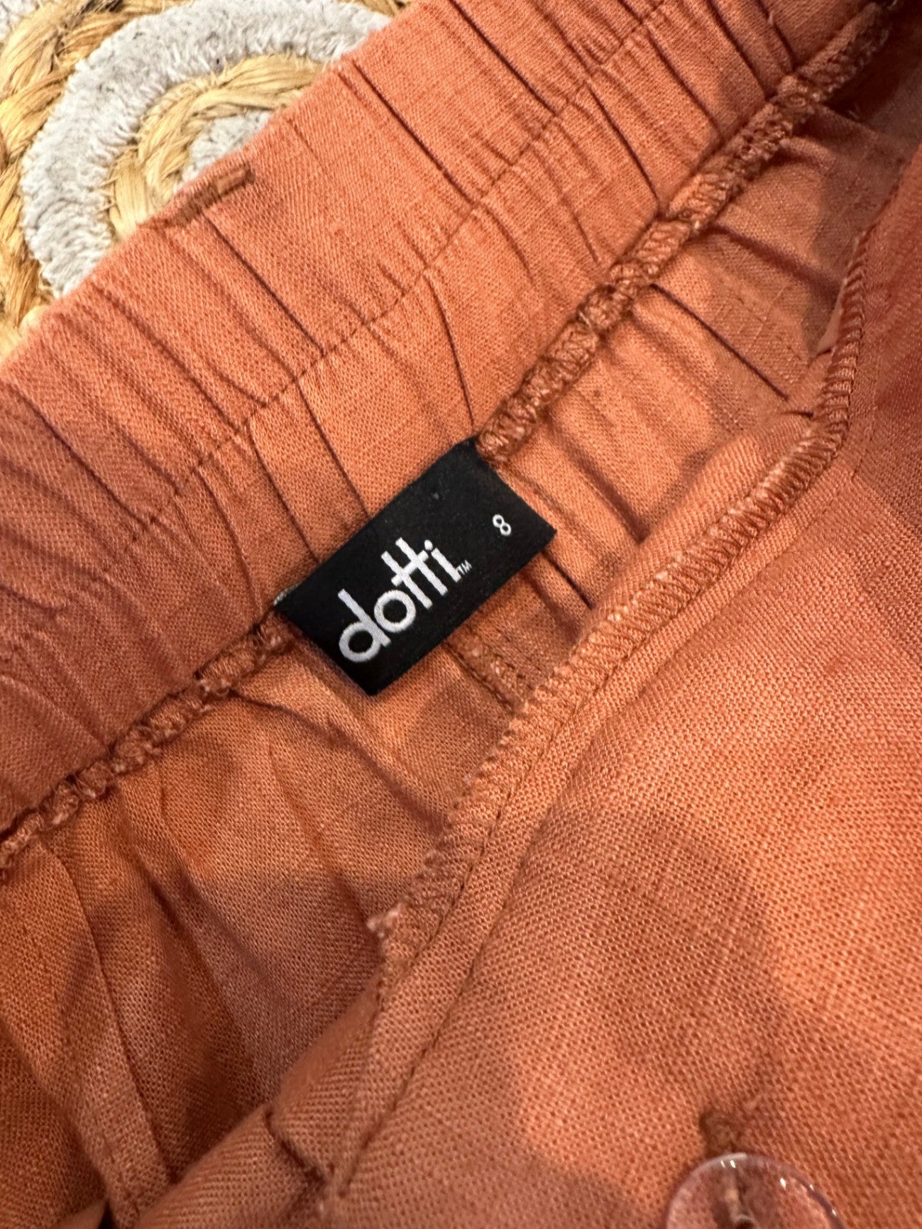 Dotti - Wide Leg Pants - Size 8 - Terracotta - 30% Linen
