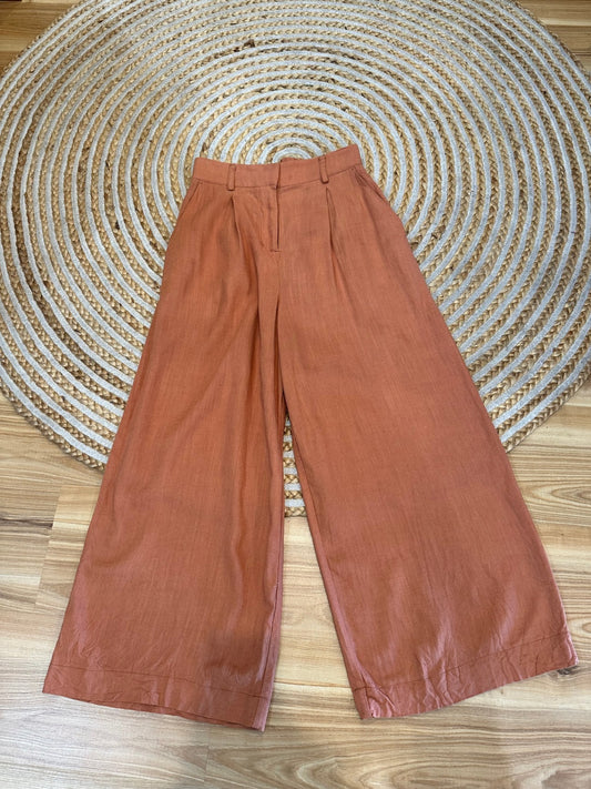 Dotti - Wide Leg Pants - Size 8 - Terracotta - 30% Linen