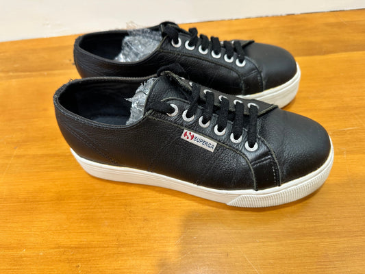 Superga - Black Leather Platform Sneakers - Size EU39