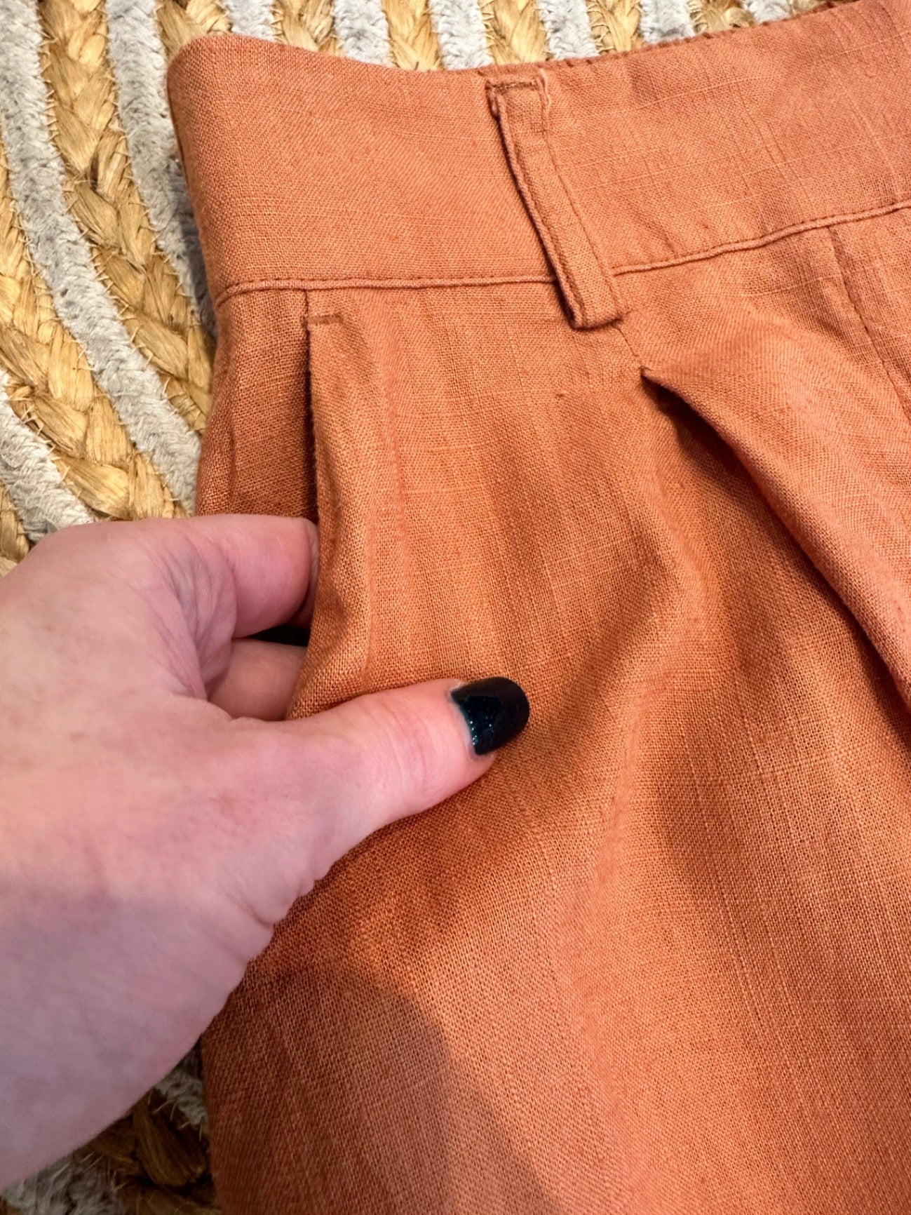Dotti - Wide Leg Pants - Size 8 - Terracotta - 30% Linen