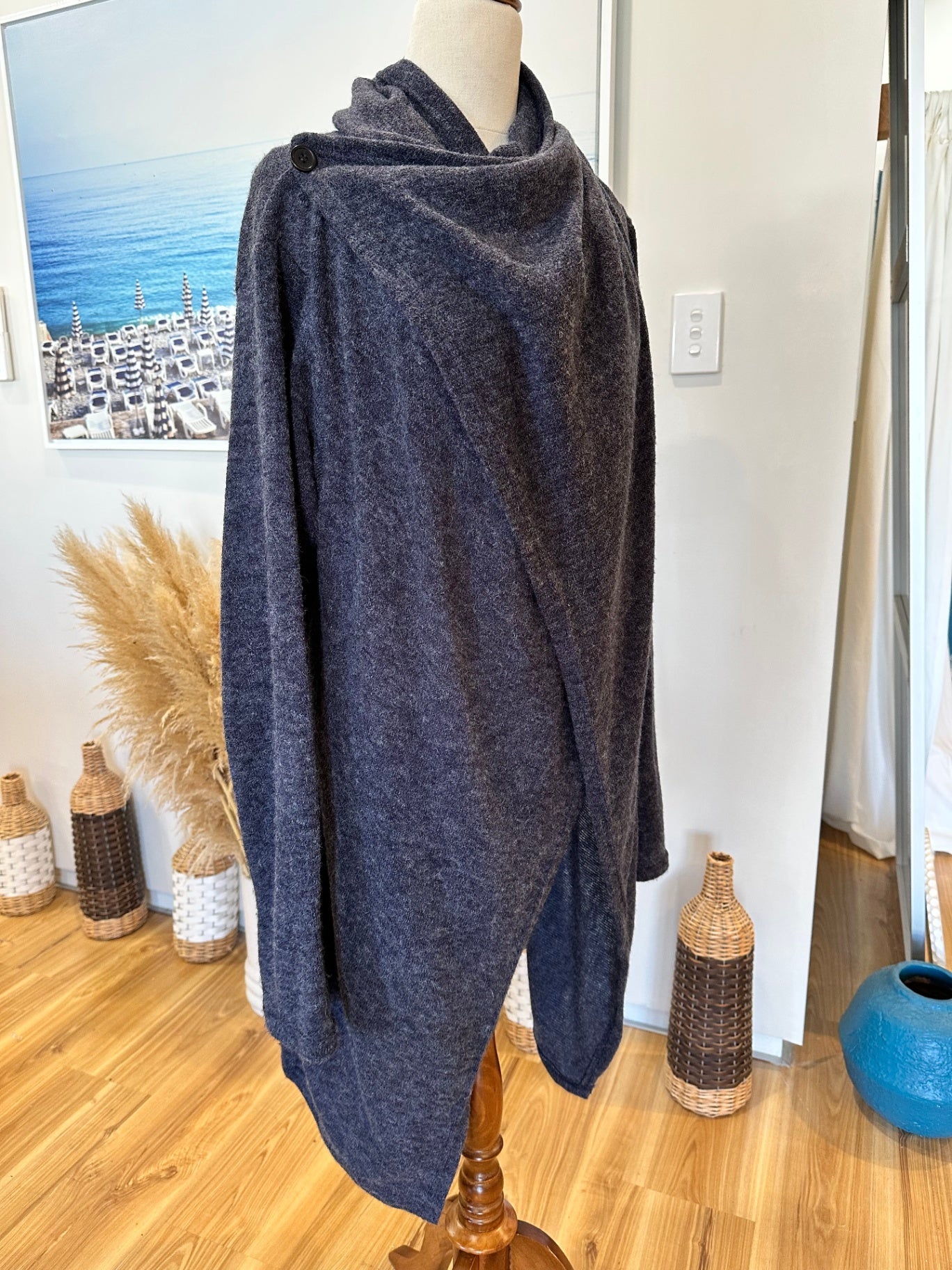 Ula South Island - Cardigan / Jumper - Size Large - Grey / Blue