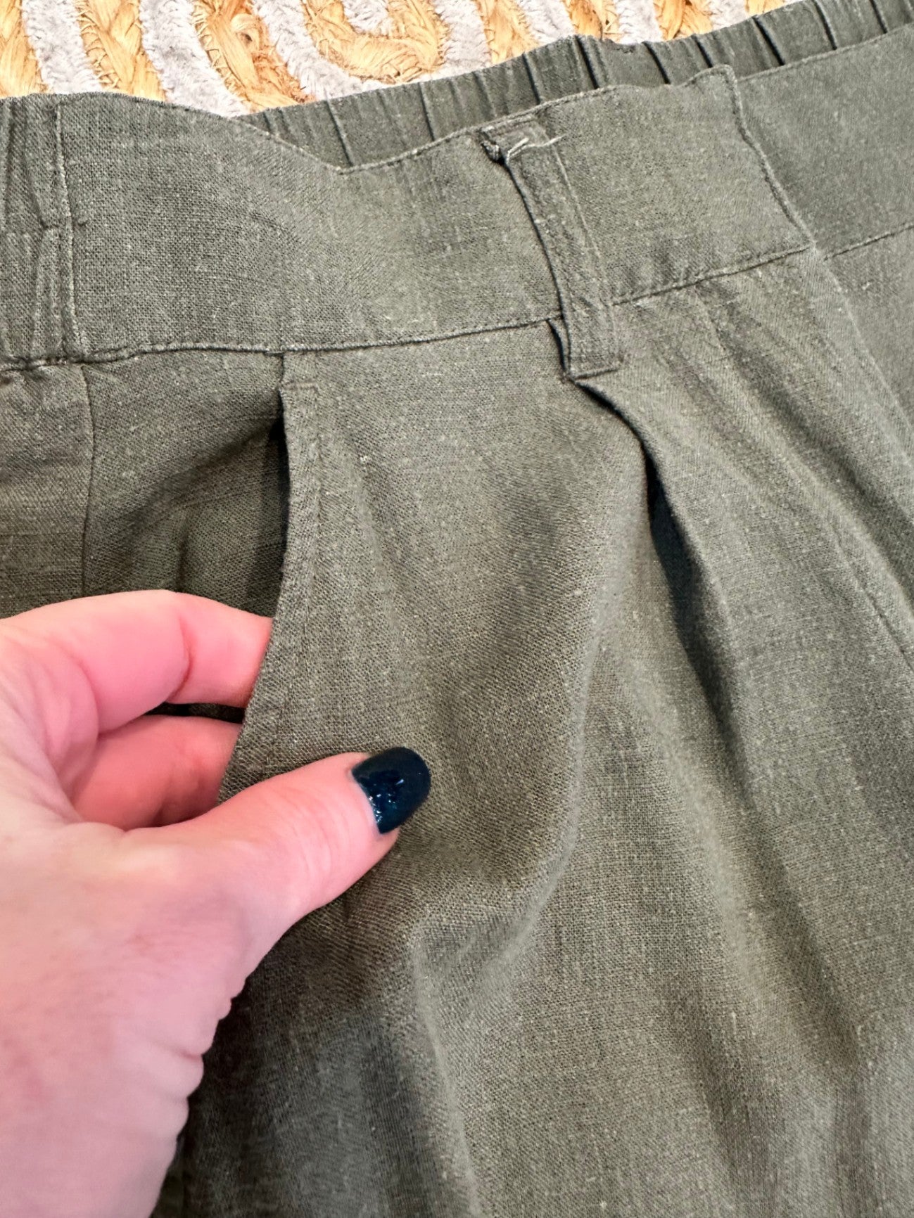 Dotti - Pants - Size 8 - Olive Green - 30% Linen