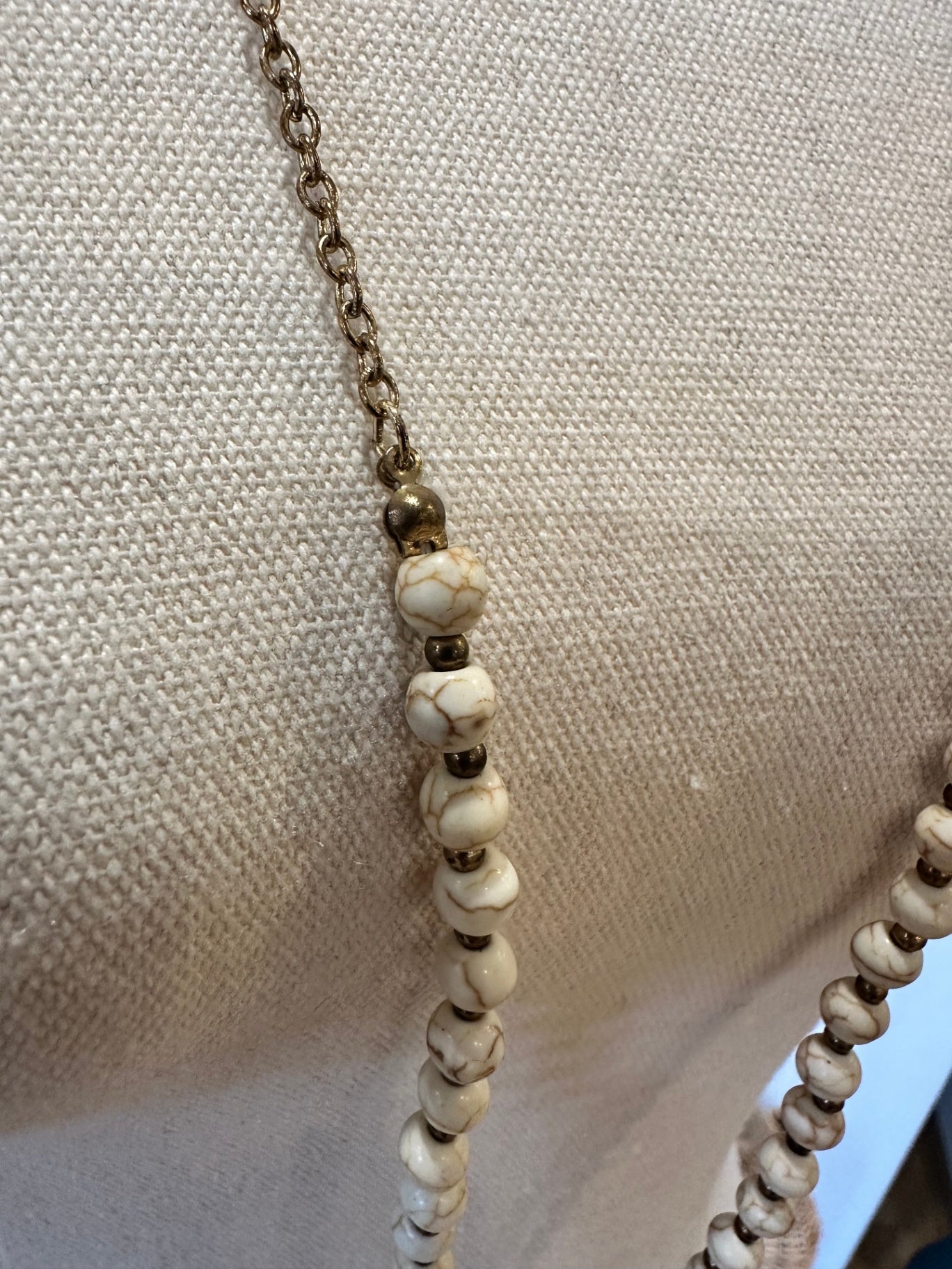 Tassel Necklace - Beige + Black