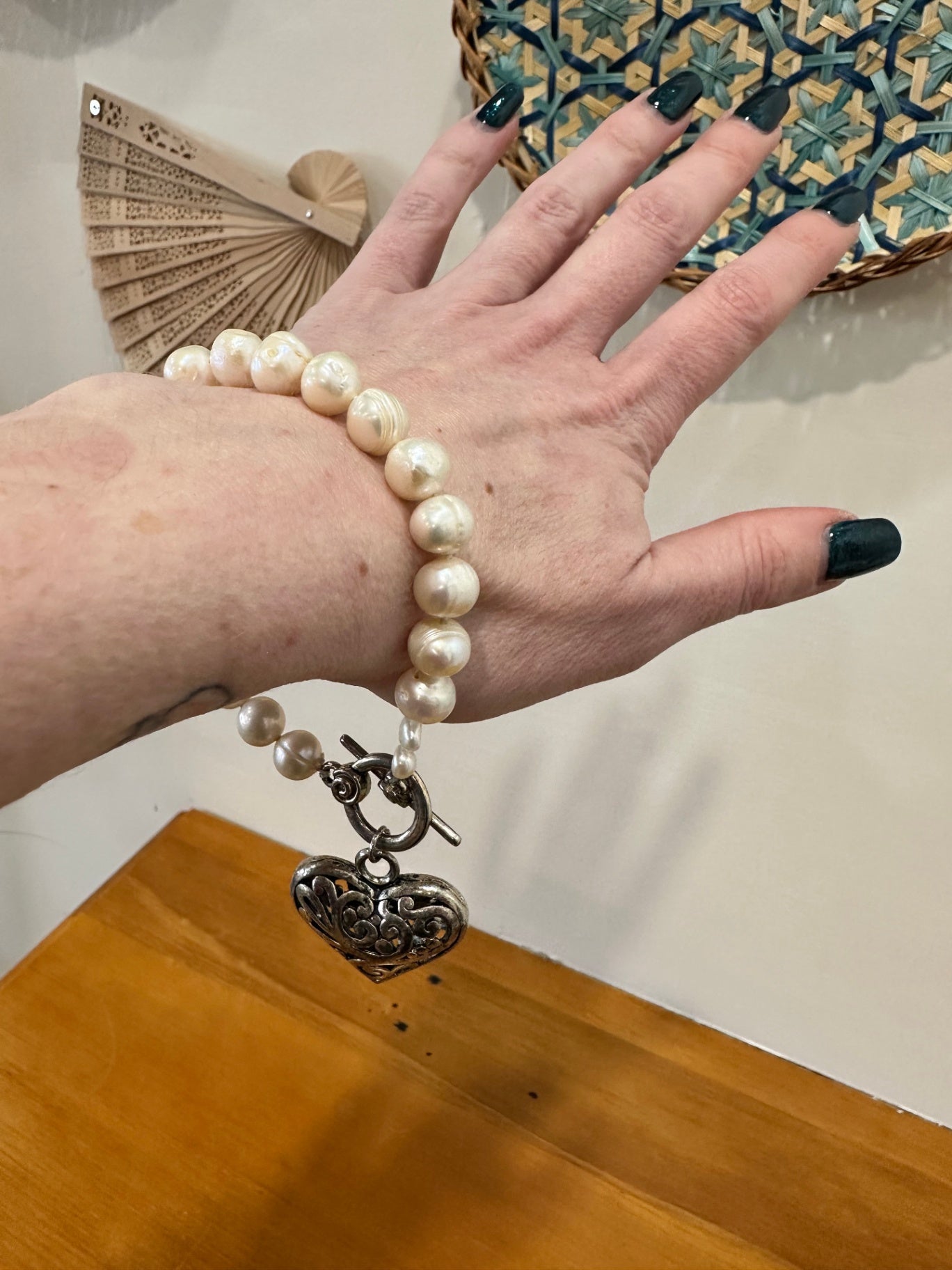 Pearl Bracelet with Heart Pendant