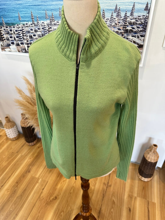 Felecity - Made in New Zealand - 100% Wool - Zipped Jumper - Size Small - Pale Green