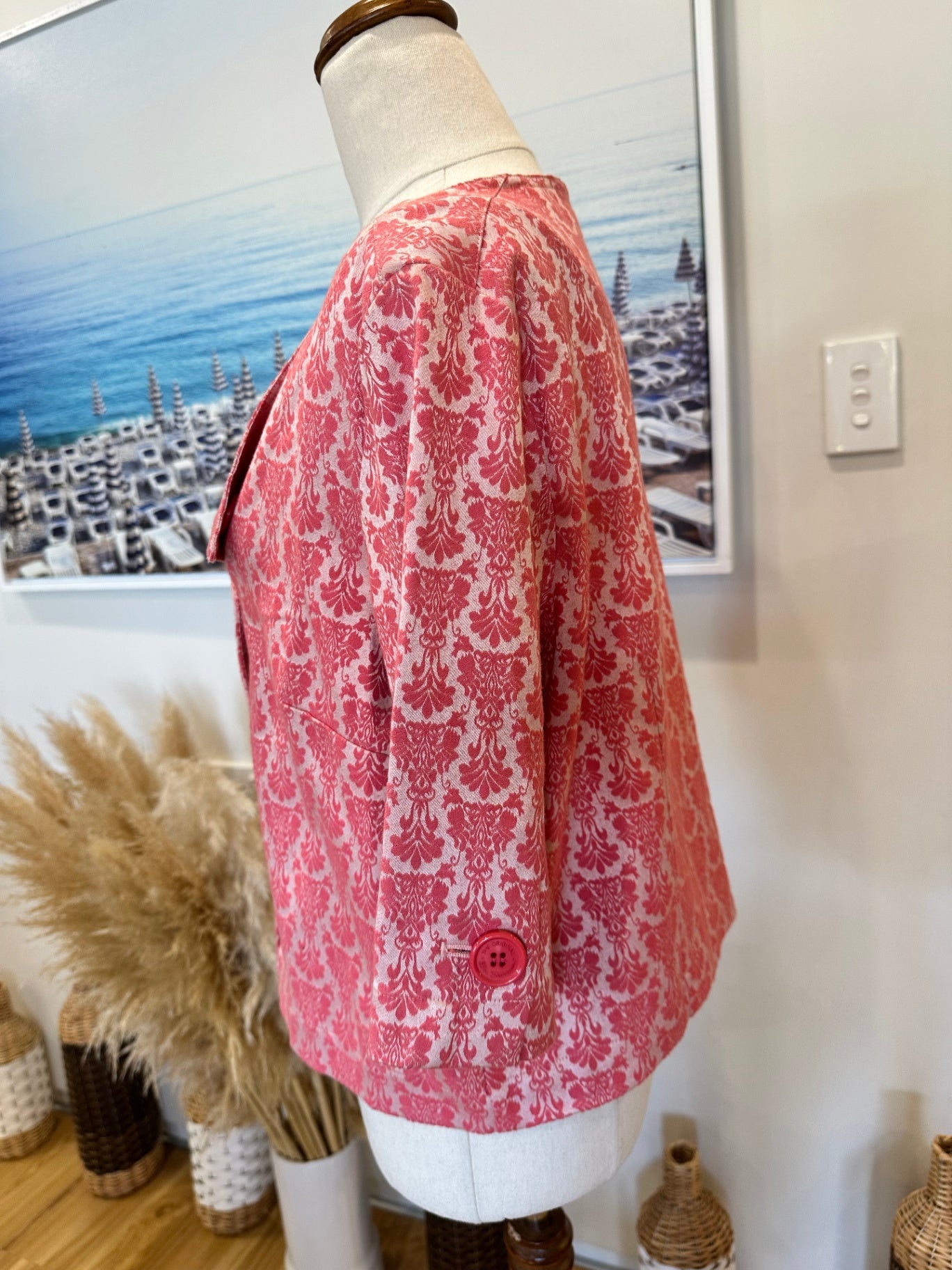 Ben Sherman - Damask Crop Jacket - Size Large - Pink