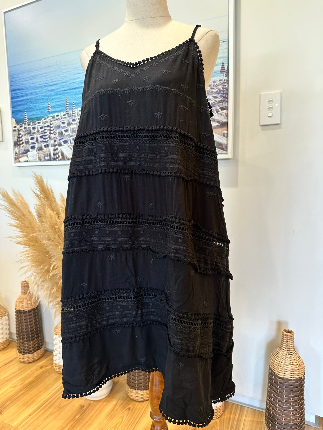 Decjuba - Bohemian Summer Dress - Large - Black