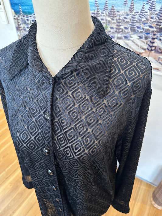 Paulls - Velvet Blouse - Medium - Black