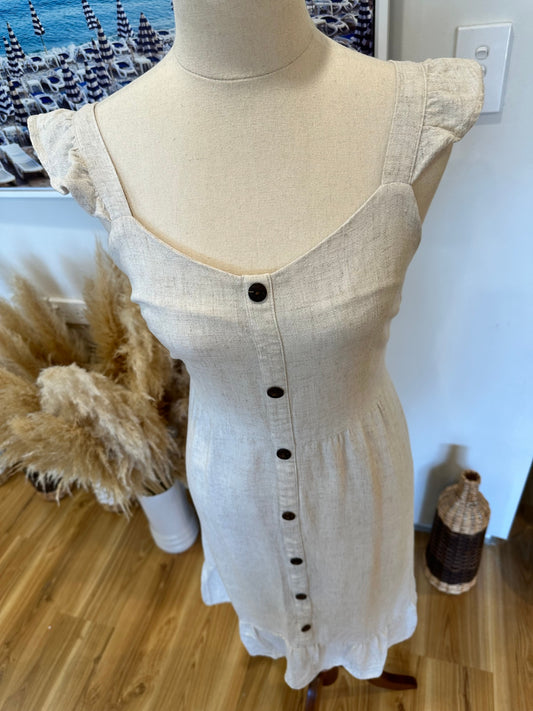 Monteau Los Angeles - Dress - Extra Small - Beige - 20% Linen