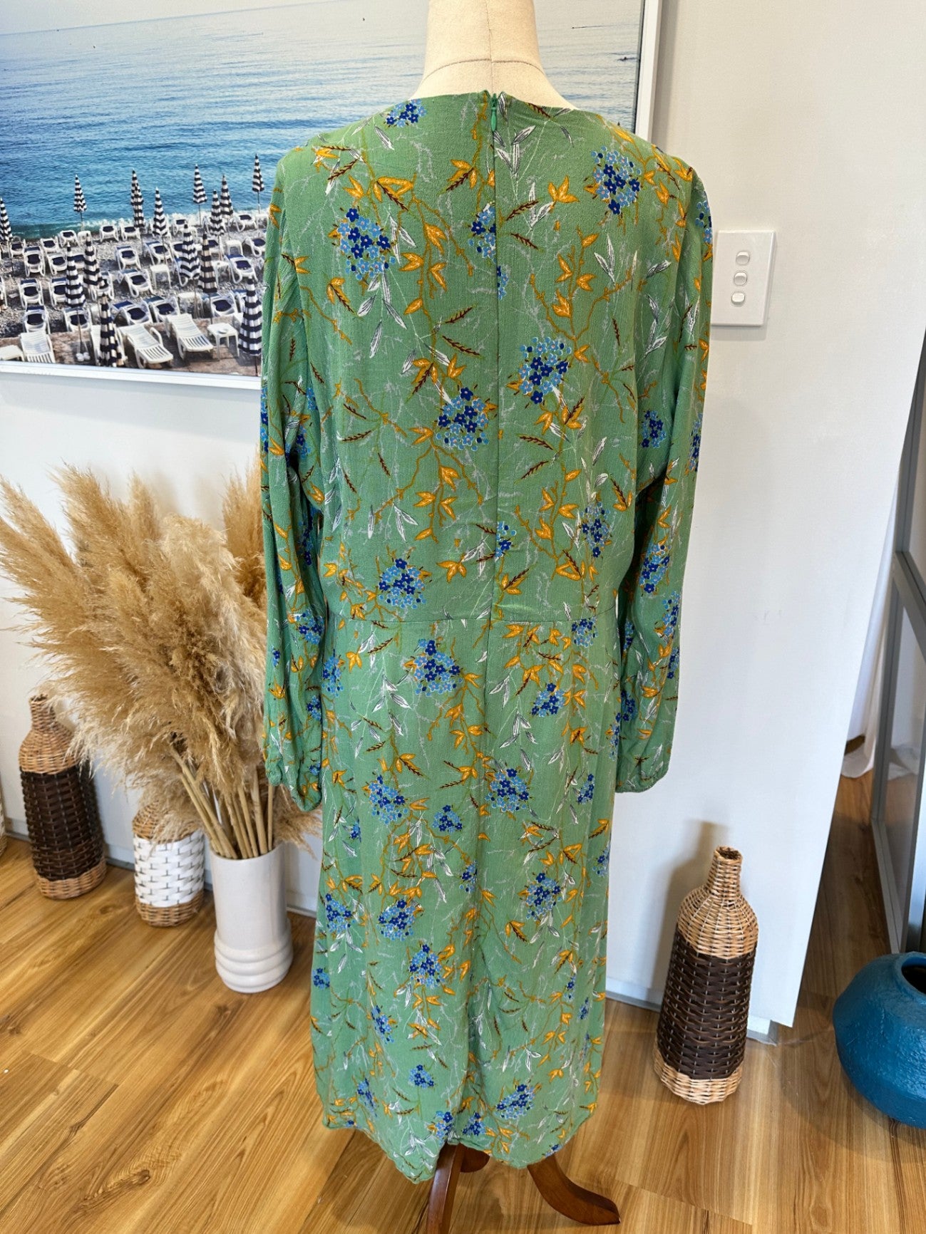 Bohemian Dress - Large - Green / Mustard / Blue