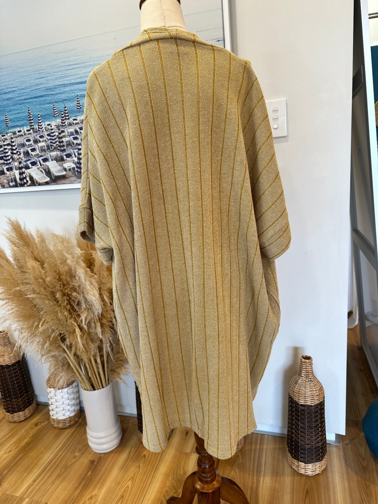 Kilt Oversized Cardigan (or Beach Cover) One Size - Beige + Mustard
