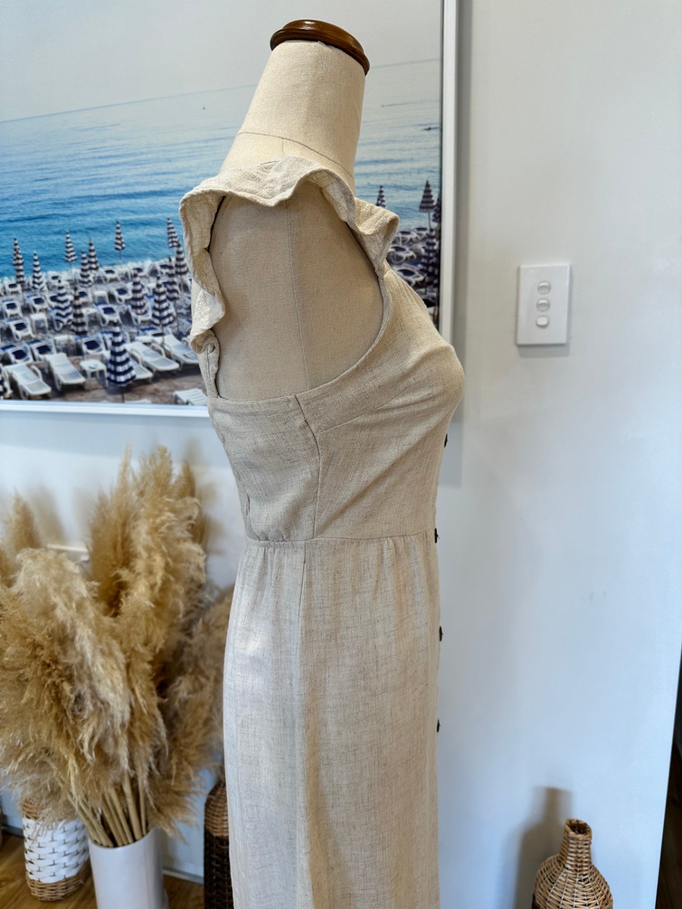 Monteau Los Angeles - Dress - Extra Small - Beige - 20% Linen