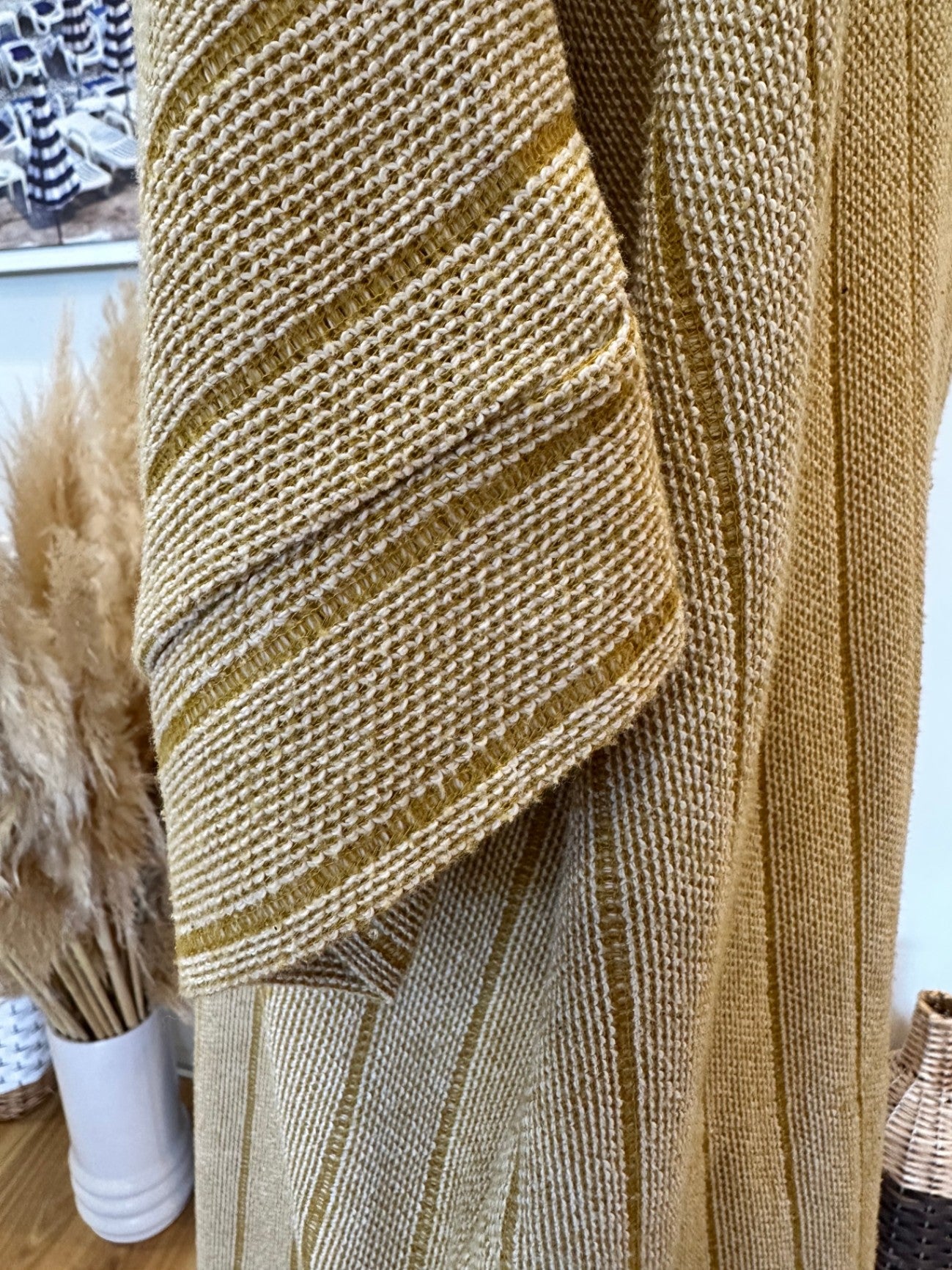 Kilt Oversized Cardigan (or Beach Cover) One Size - Beige + Mustard