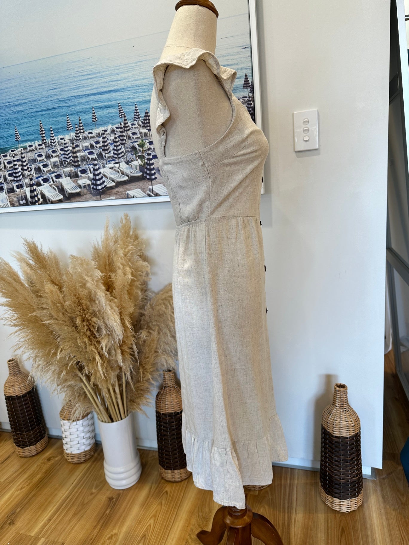 Monteau Los Angeles - Dress - Extra Small - Beige - 20% Linen