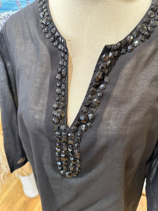 Rockmans - Kaftan Blouse - Size 14 - Black w Jewels
