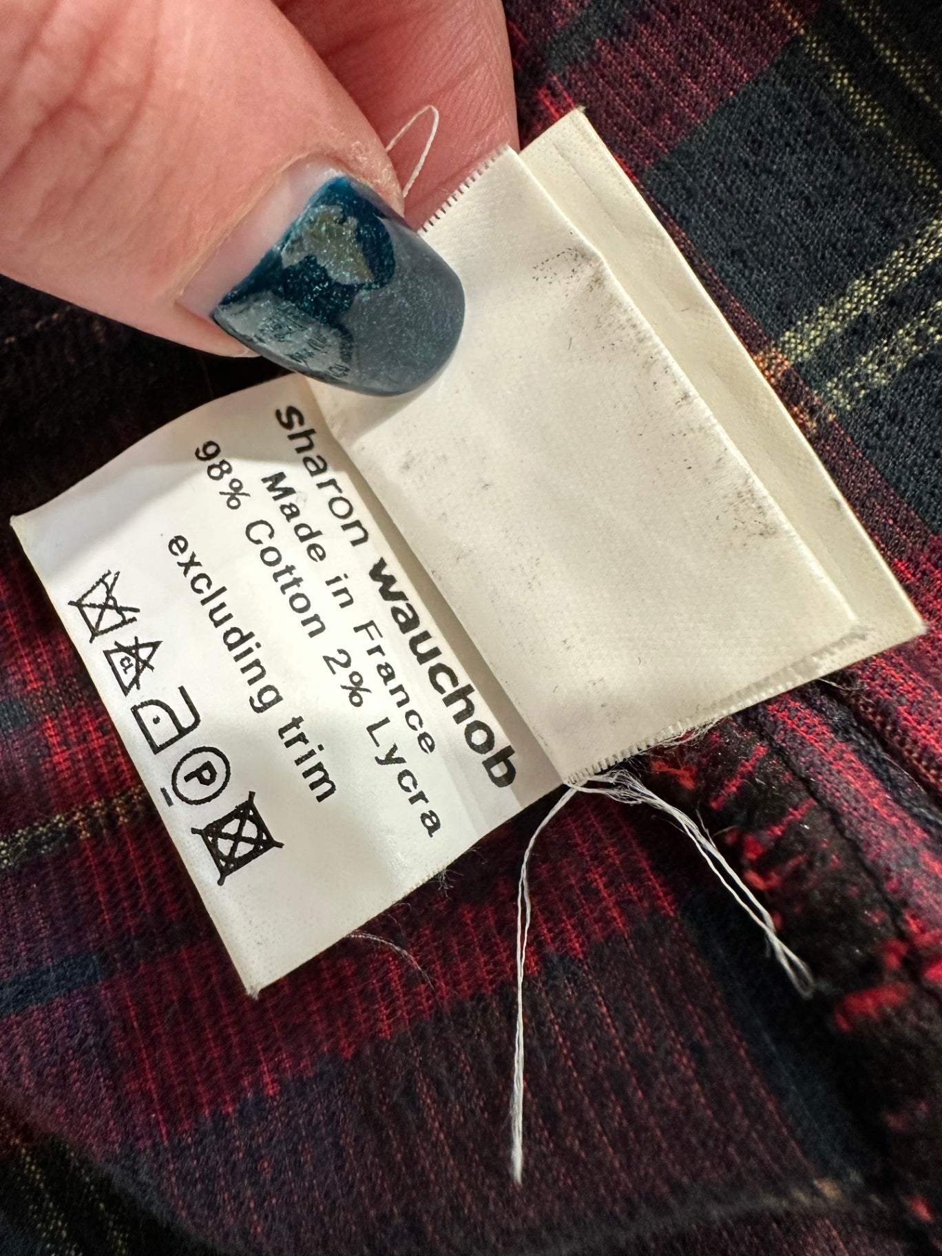 Sharon Washob - Tartan Grunge Skirt - Medium - Black and red plaid - Silk / Cotton / Leather