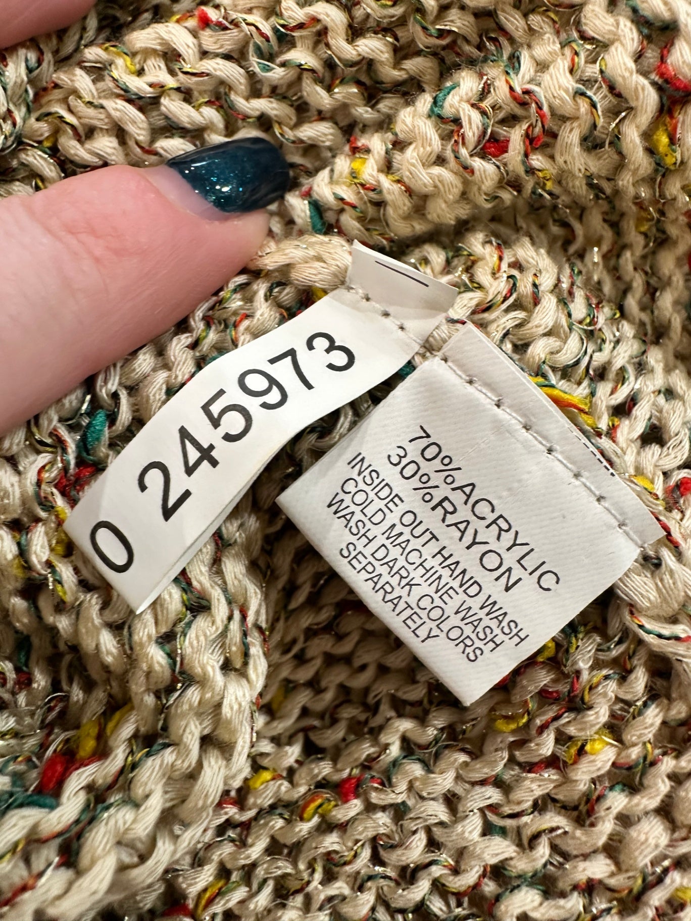 Knitted Singlet Top - Large / Extra Large - Beige with multicoloured specks