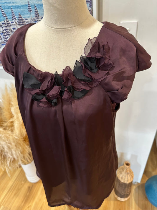 Rockmans Blouse - Size 14 - Burgundy