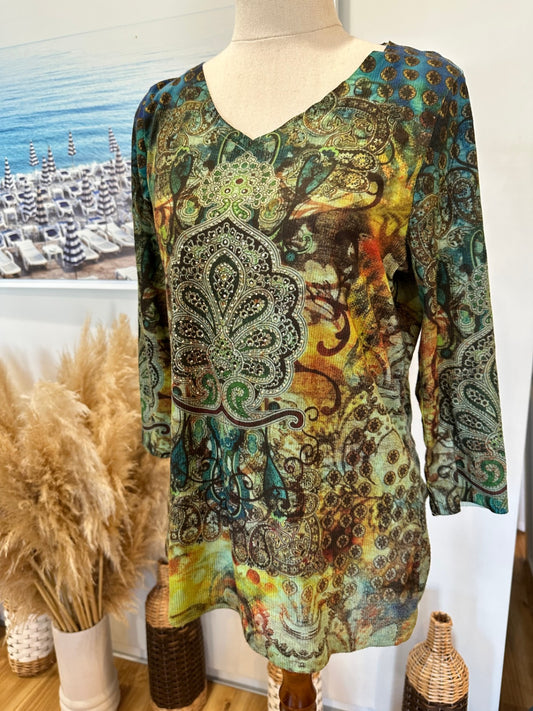 Bohemian Top - 3/4 sleeve - Small