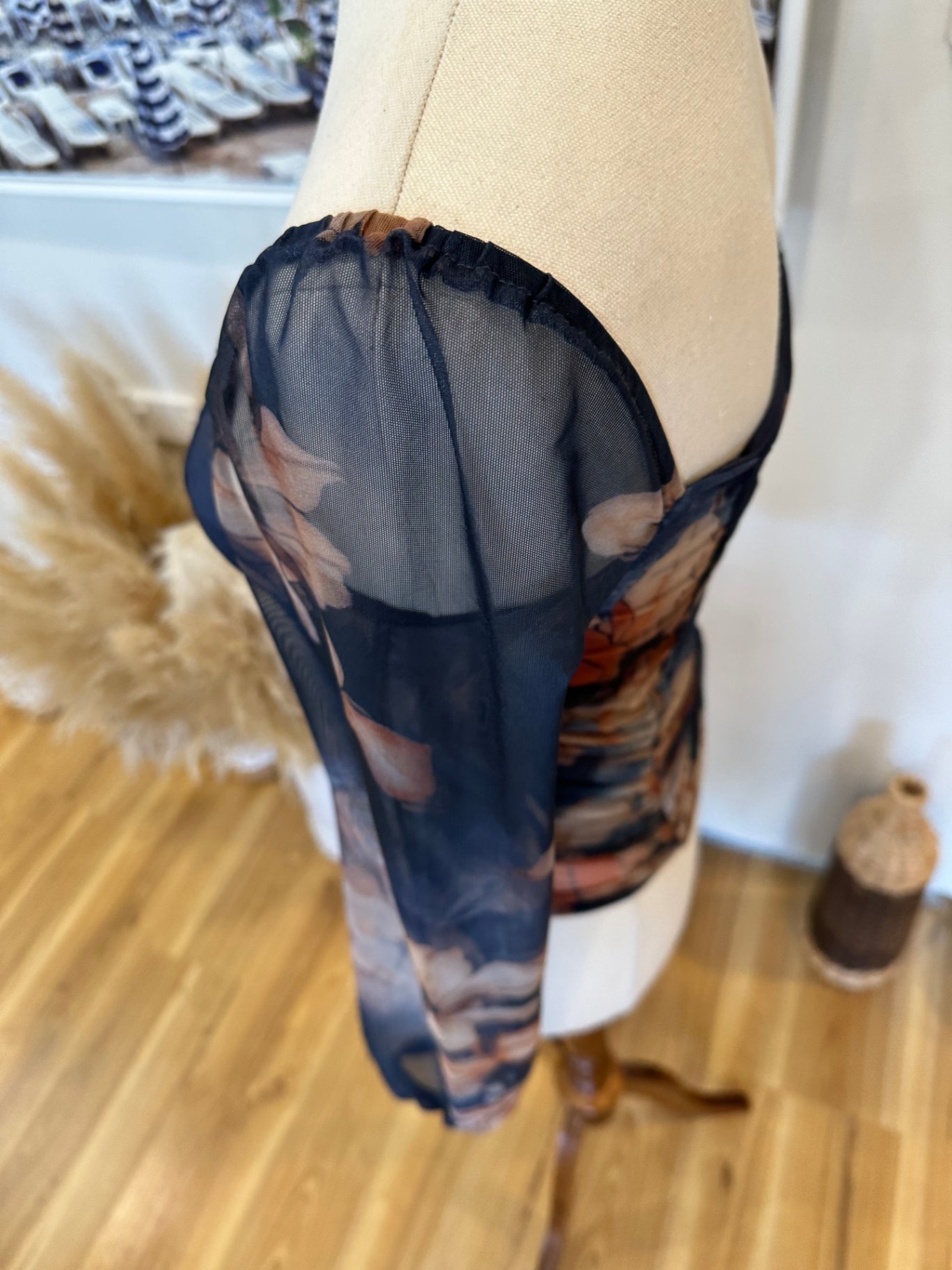 Pagani - Top - Extra Small - Navy Blue with Floral Print