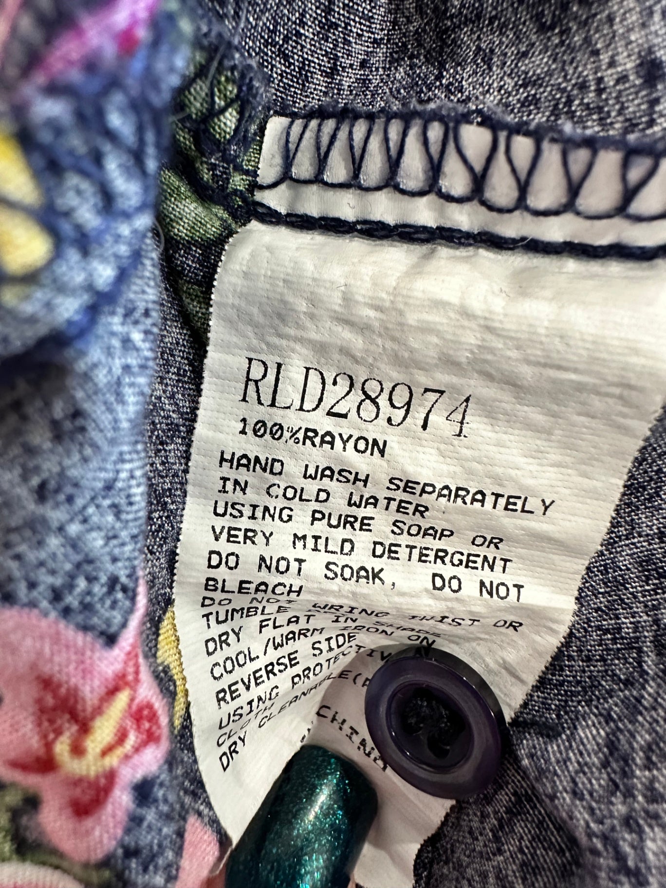 Luna Sky - Dress - Size 8 - Navy Blue with Pink, Yellow, and Green floral print