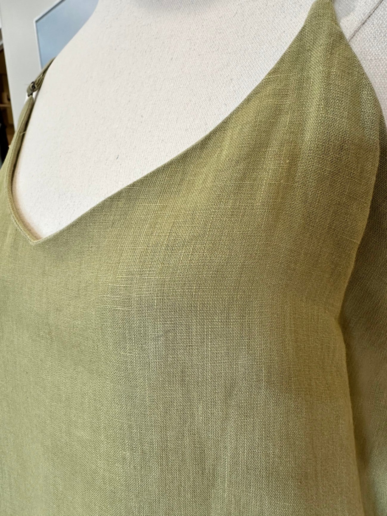 Assembly Label - Linen Dress - Size 12 - Olive green