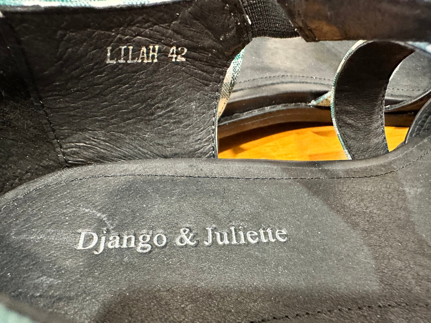 Django & Juliet - Green Gingham Summer Flats - Size EU 42