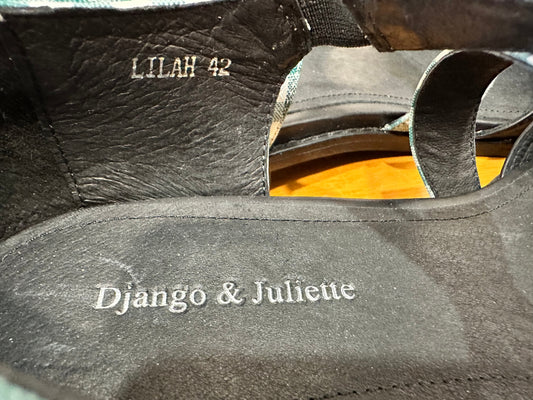 Django & Juliet - Green Gingham Summer Flats - Size EU 42