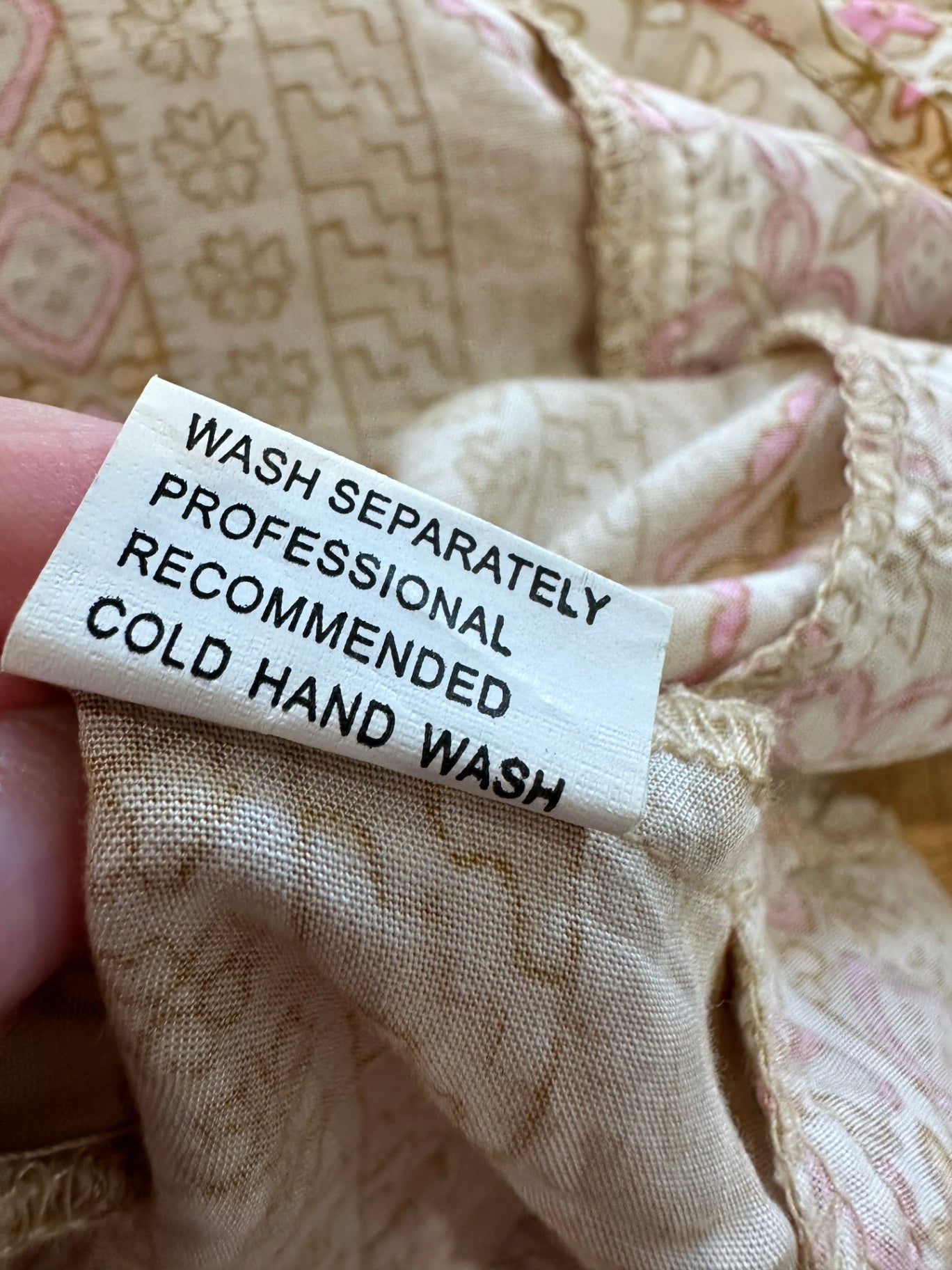 Jaase - Midi Bohemian Dress - Small - Beige & Pink