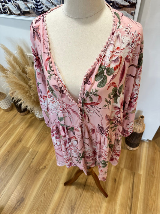 Jaase - Bohemian Blouse - Large - Pink