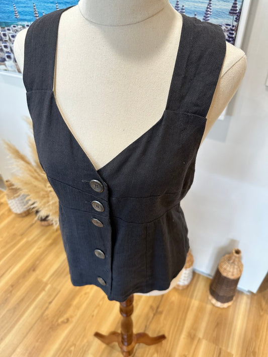 Starfish - Made in New Zealand - Waistcoat - Size 12 - Grey - 55% Linen + 45% Wool