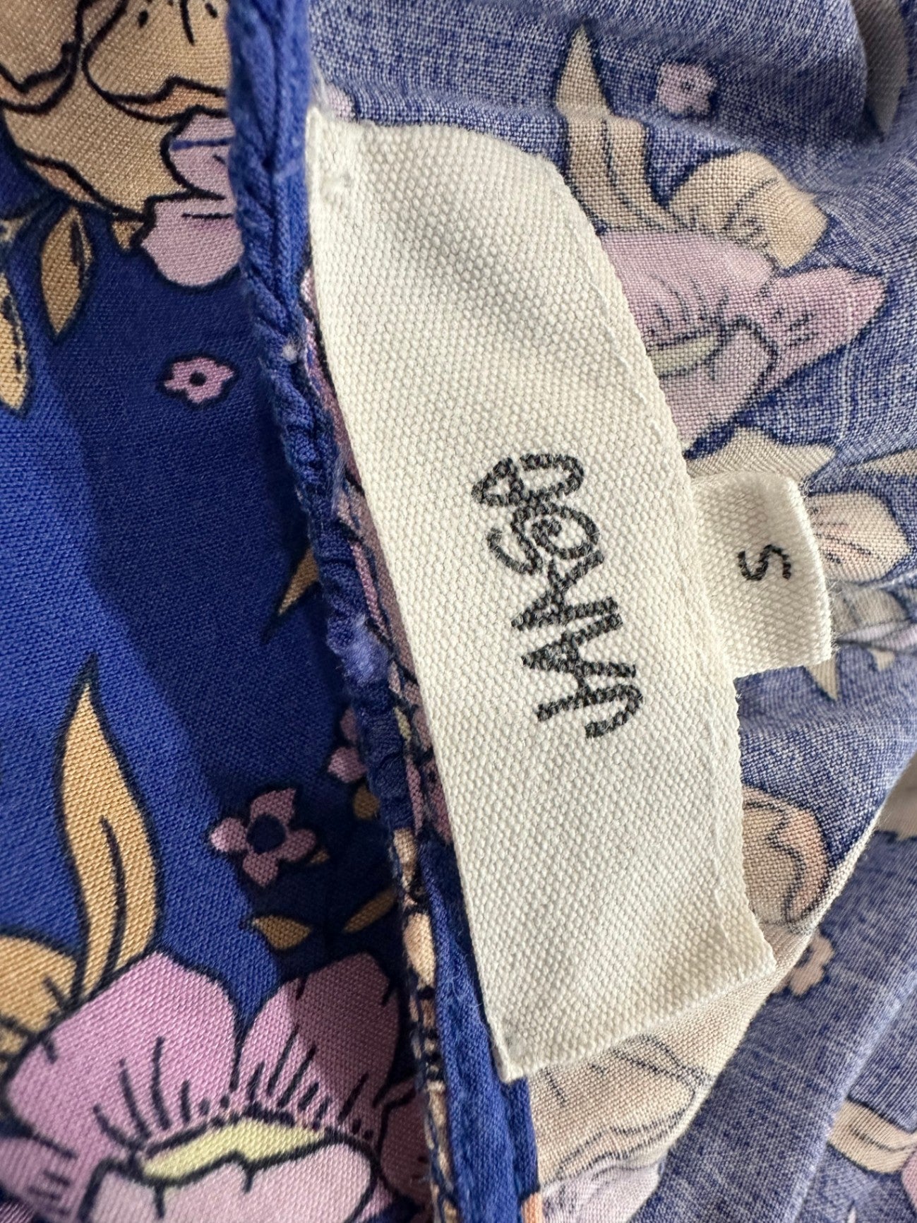 Jaase - Bohemian Maxi Dress - Size Small - Blue with floral pattern