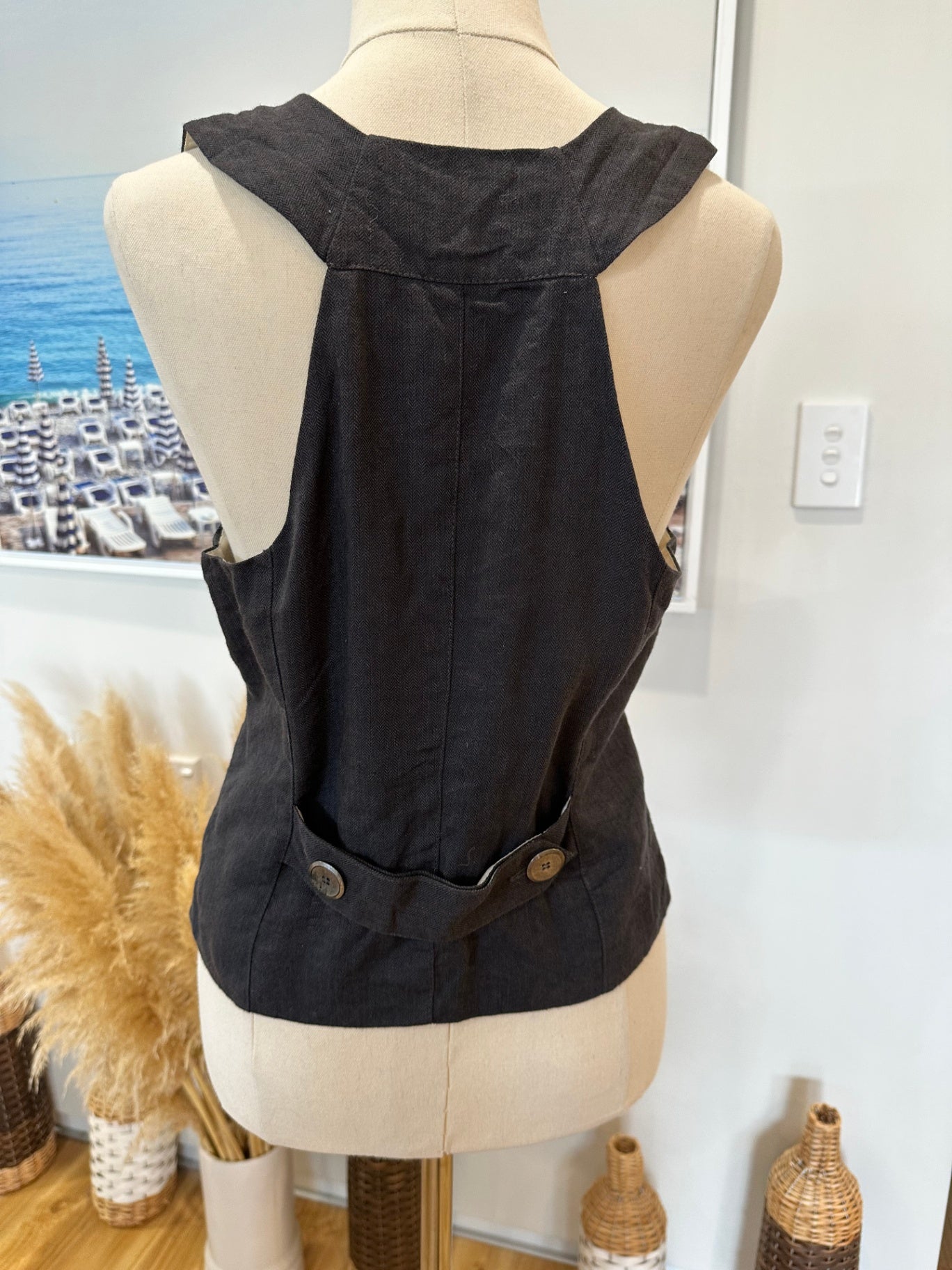 Starfish - Made in New Zealand - Waistcoat - Size 12 - Grey - 55% Linen + 45% Wool