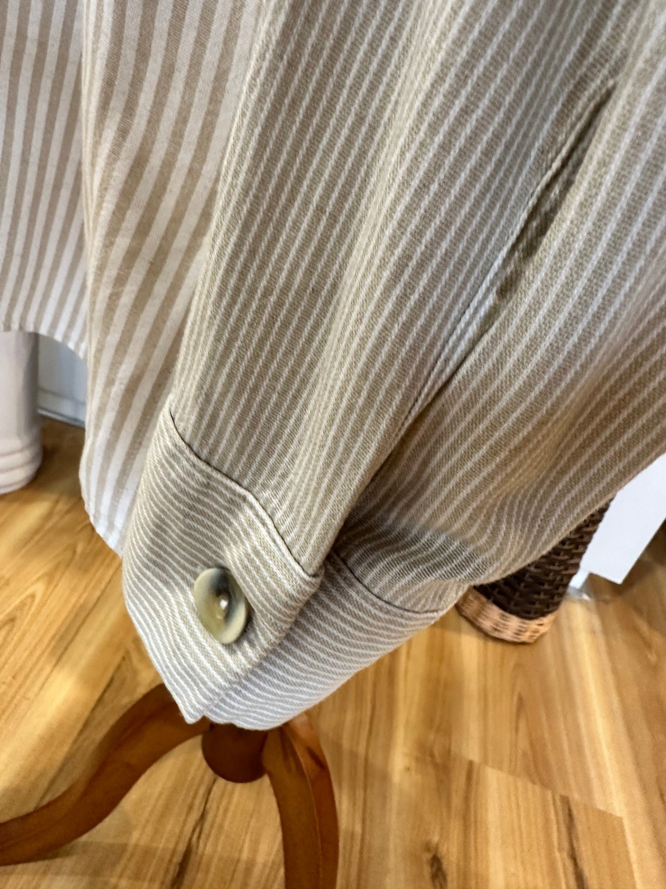 Cecil Gee - Shirt - Extra Large - Beige and white striped
