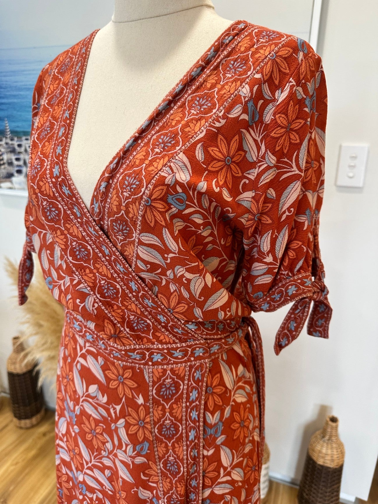 Arnhem - Wrap Dress - Size 10 - Red / Orange