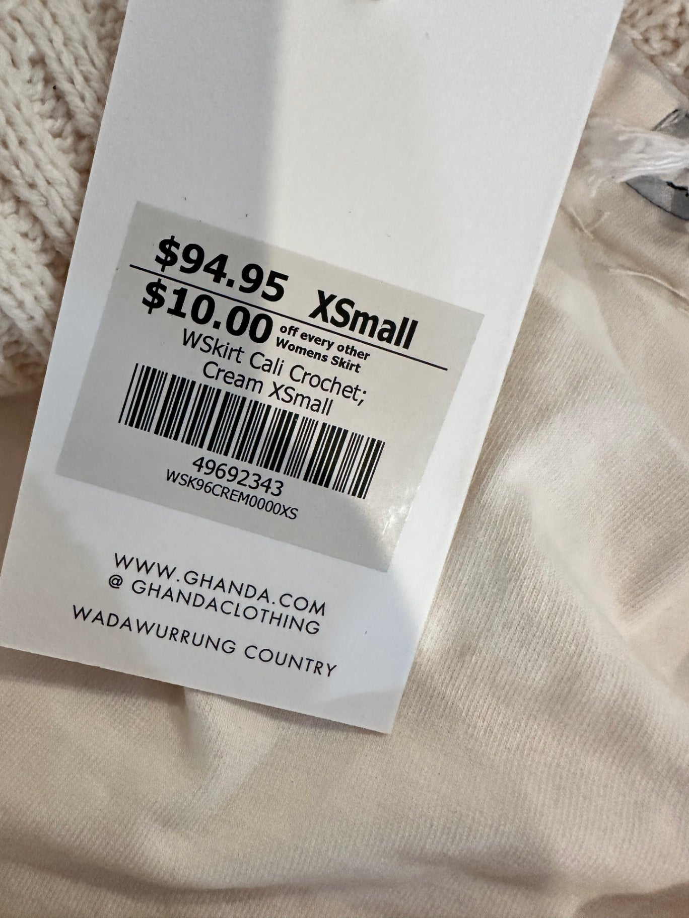 Ghanda - Crochet Skirt - Extra Small - Cream BNWT RRP $94.95