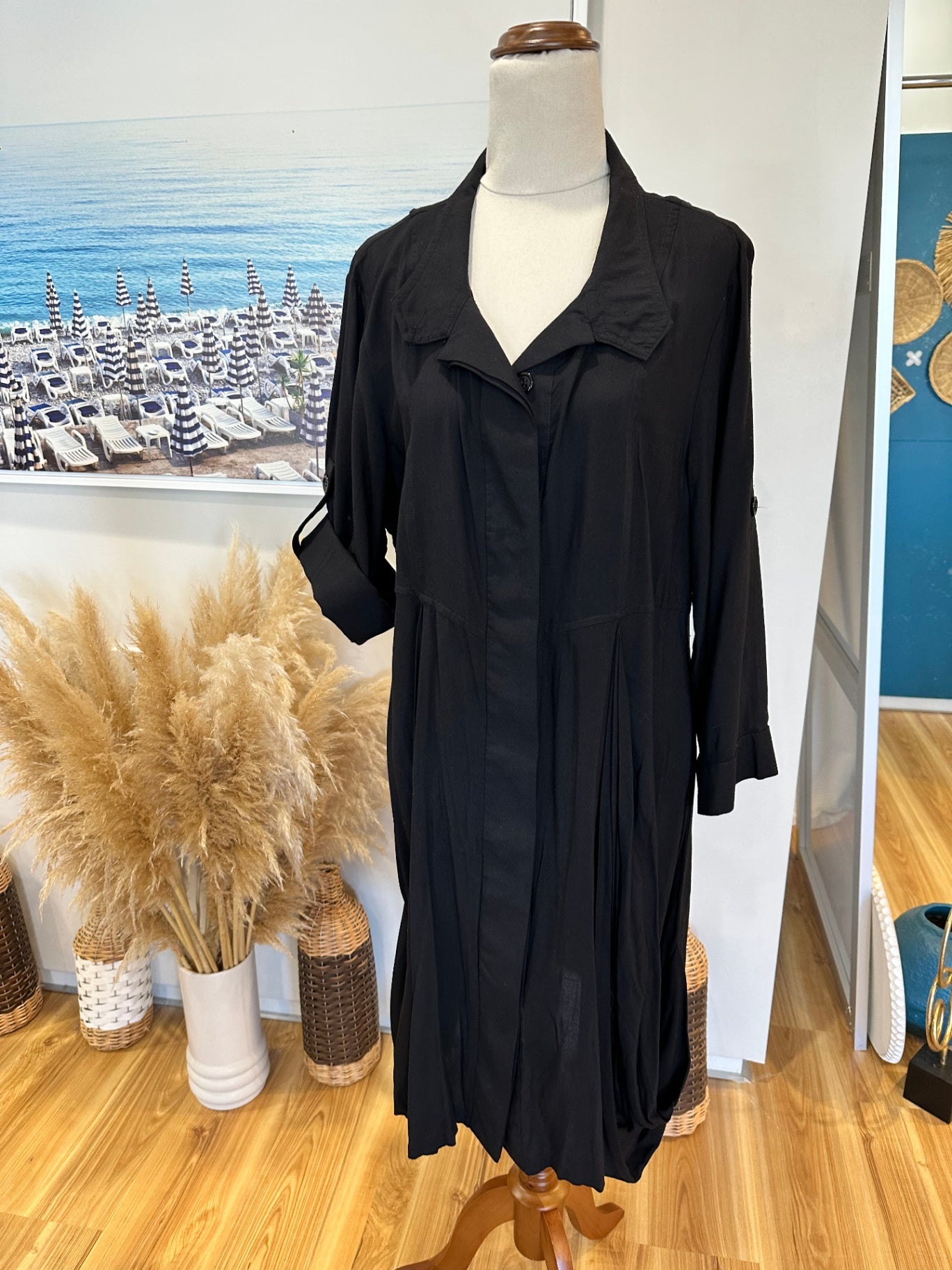 Shirt Dress / Blouse by Ella J - Size 18 - Black