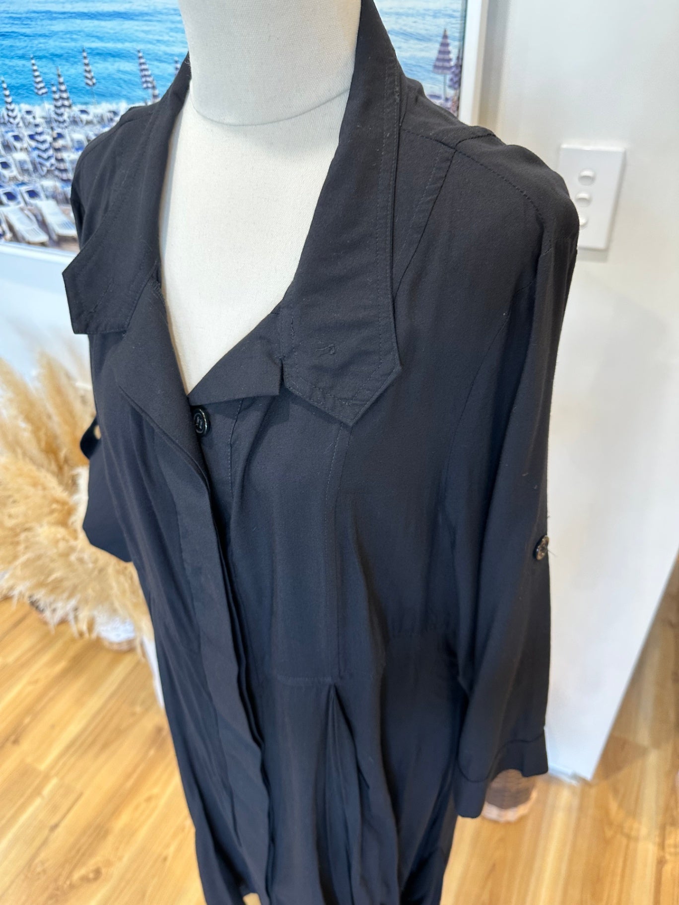 Shirt Dress / Blouse by Ella J - Size 18 - Black