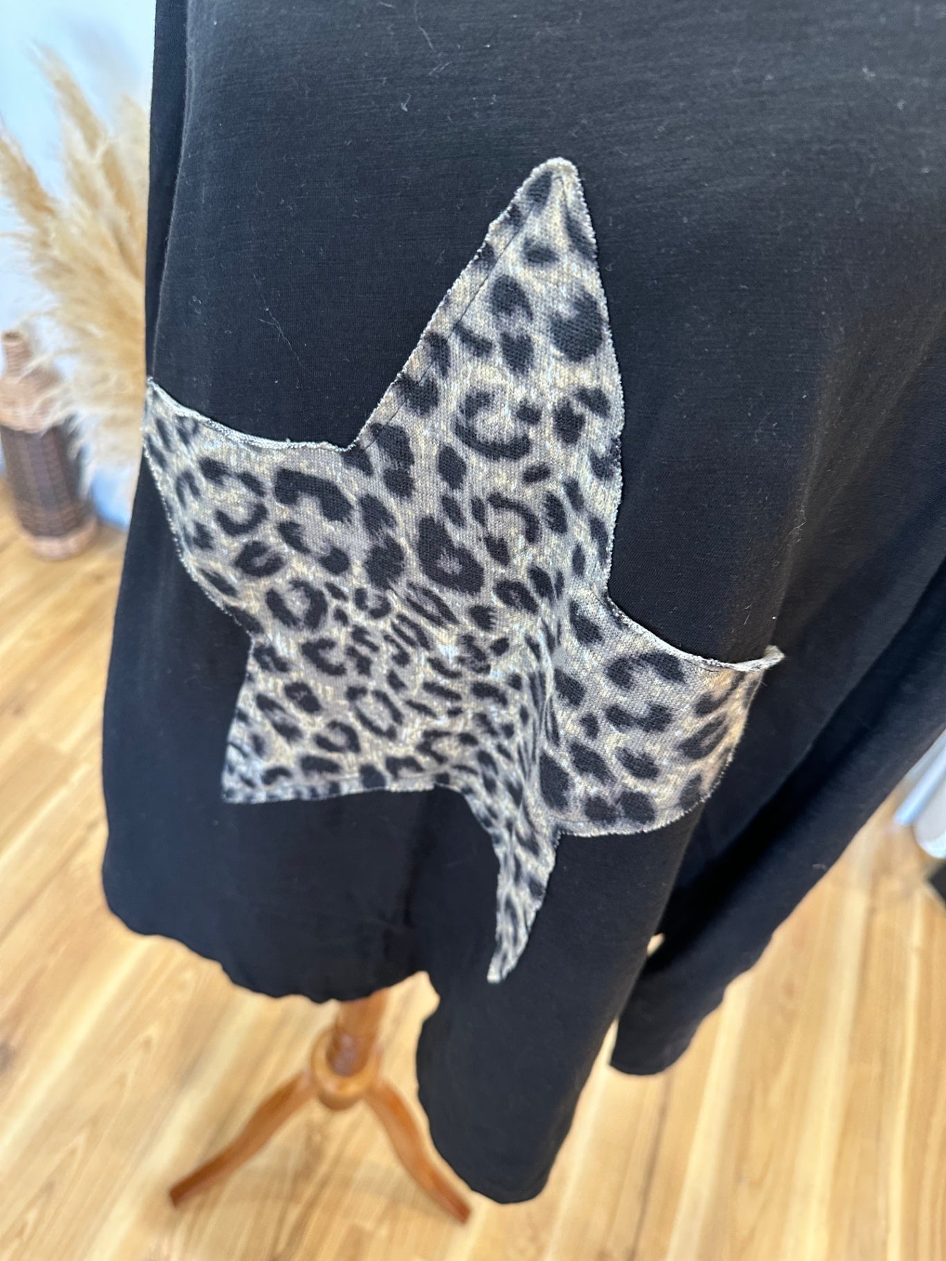 Betty Basics - Cotton Longsleeve Top - Size 20 - Black w Star embellishment