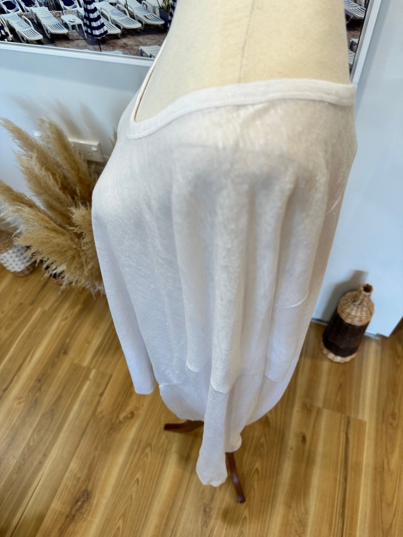 Decjuba - 100% Linen - Longsleeve Top - Large - White