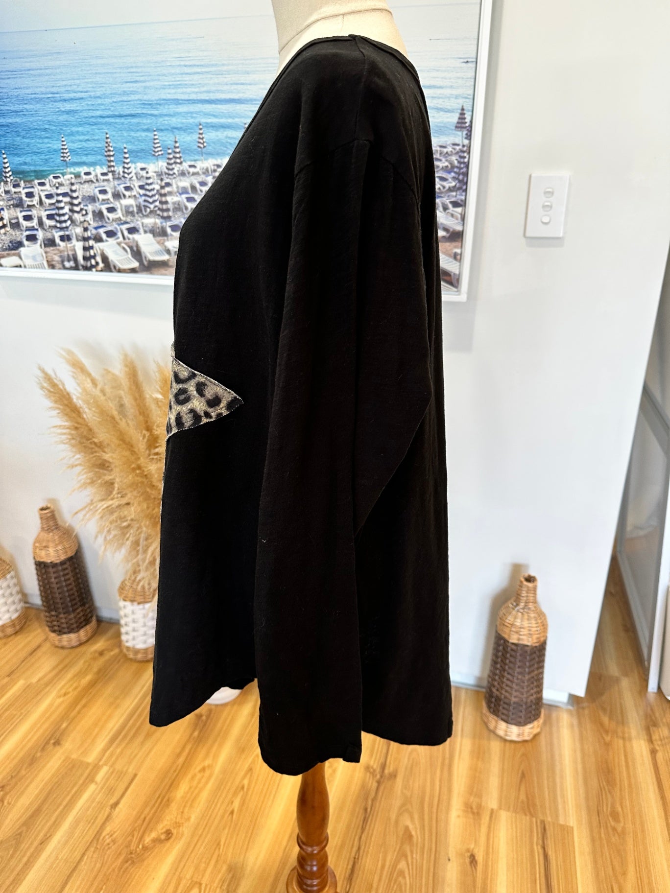 Betty Basics - Cotton Longsleeve Top - Size 20 - Black w Star embellishment