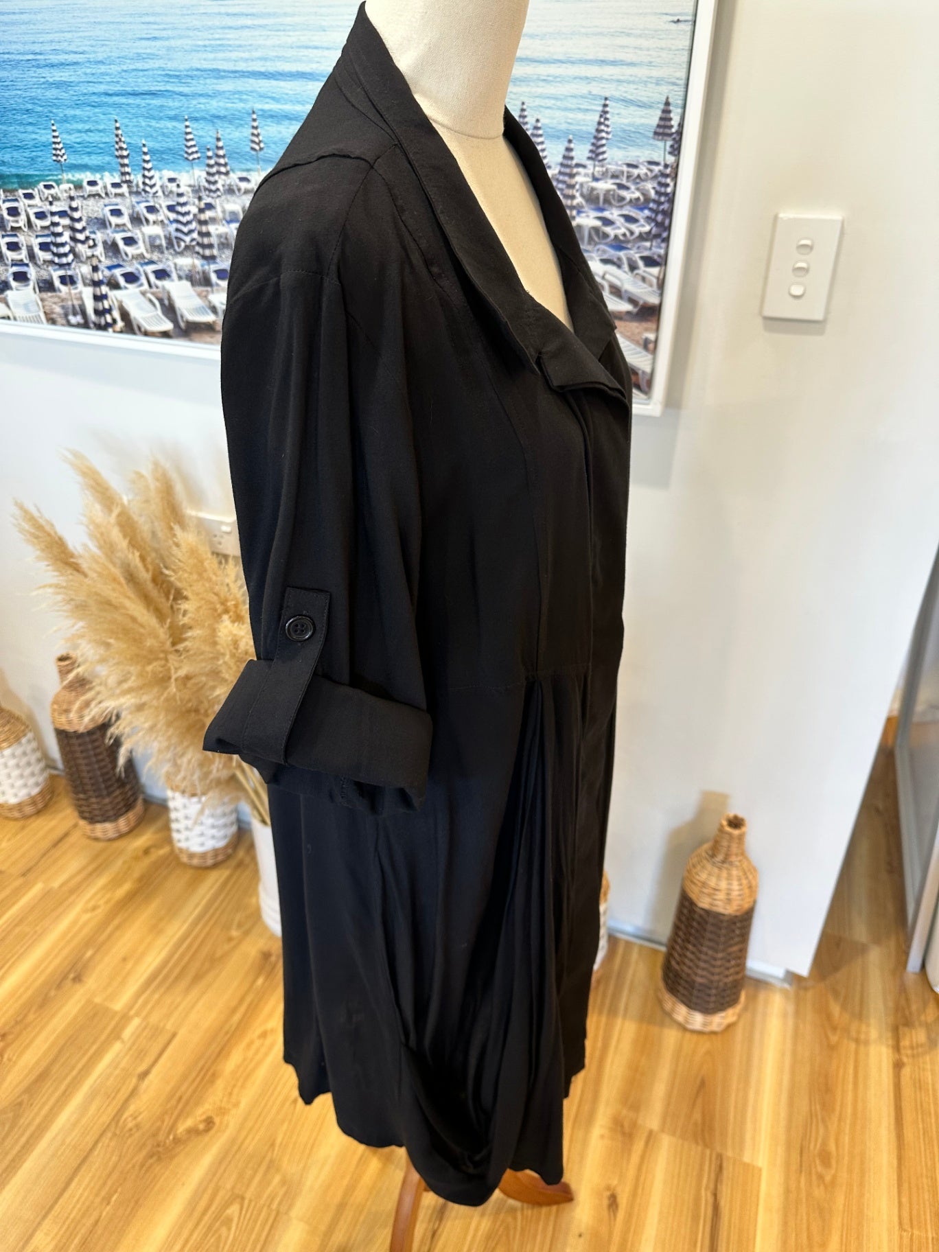 Shirt Dress / Blouse by Ella J - Size 18 - Black