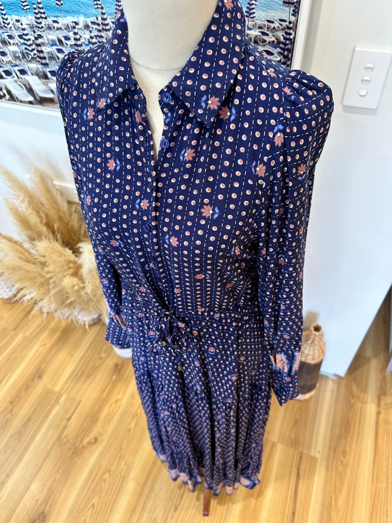 Jaase Dress - Extra Small - Navy blue with longsleeves