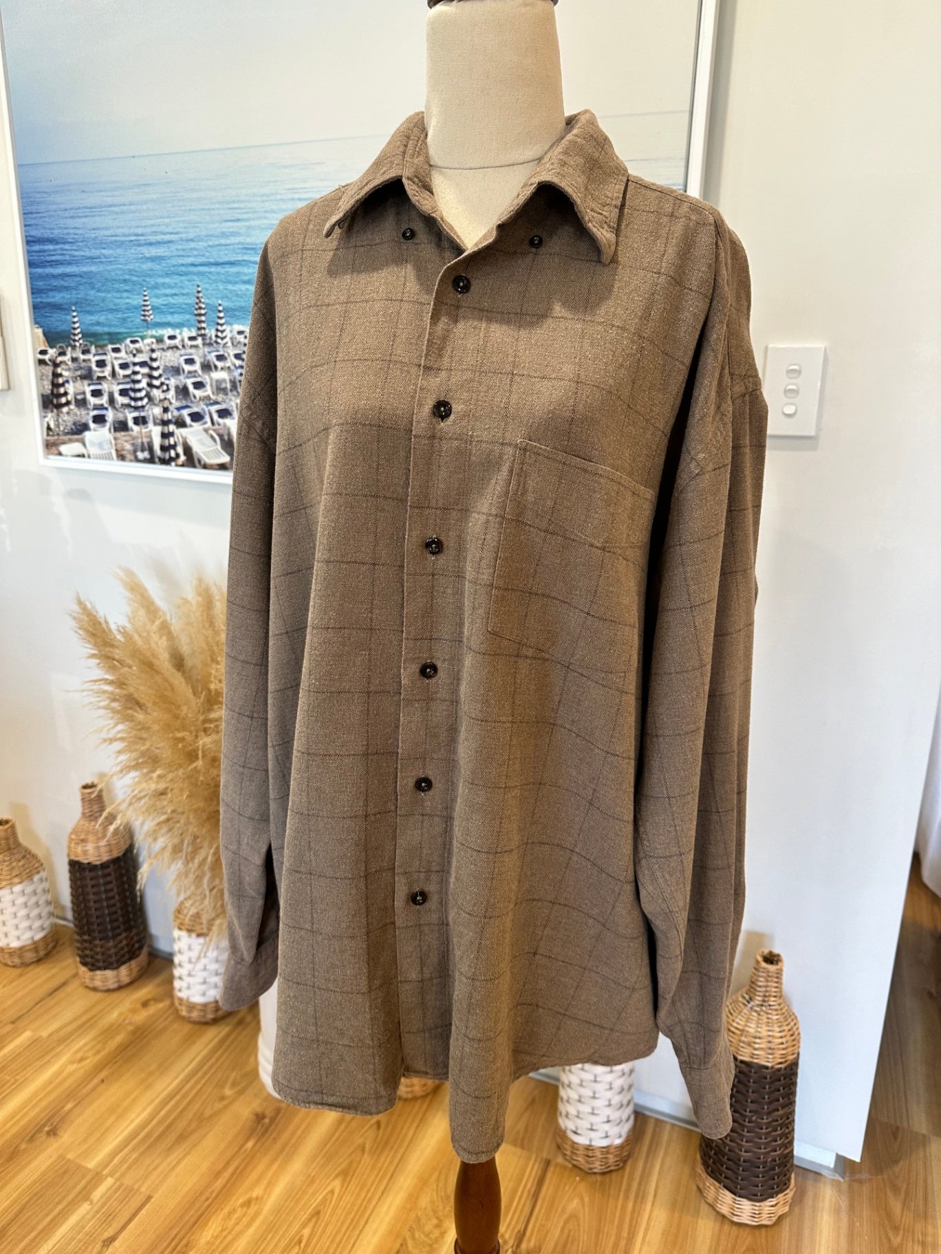 Claudio Champion - Flannel Shirt - Extra Large - Beige