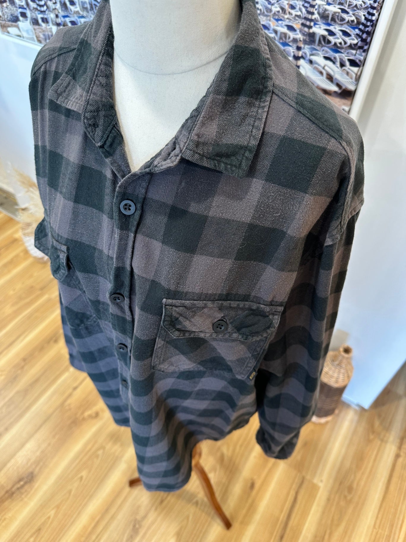 Burton - Flannel Shirt - Large - Black and Grey
